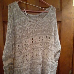 Free People glittery beige L sweater pullover